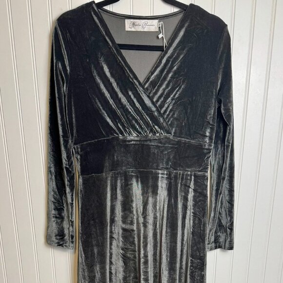 Hopeless Romantic Victorian Trading Co. NWT Grey Velvet Maxi Dress small L31 - Picture 3 of 7